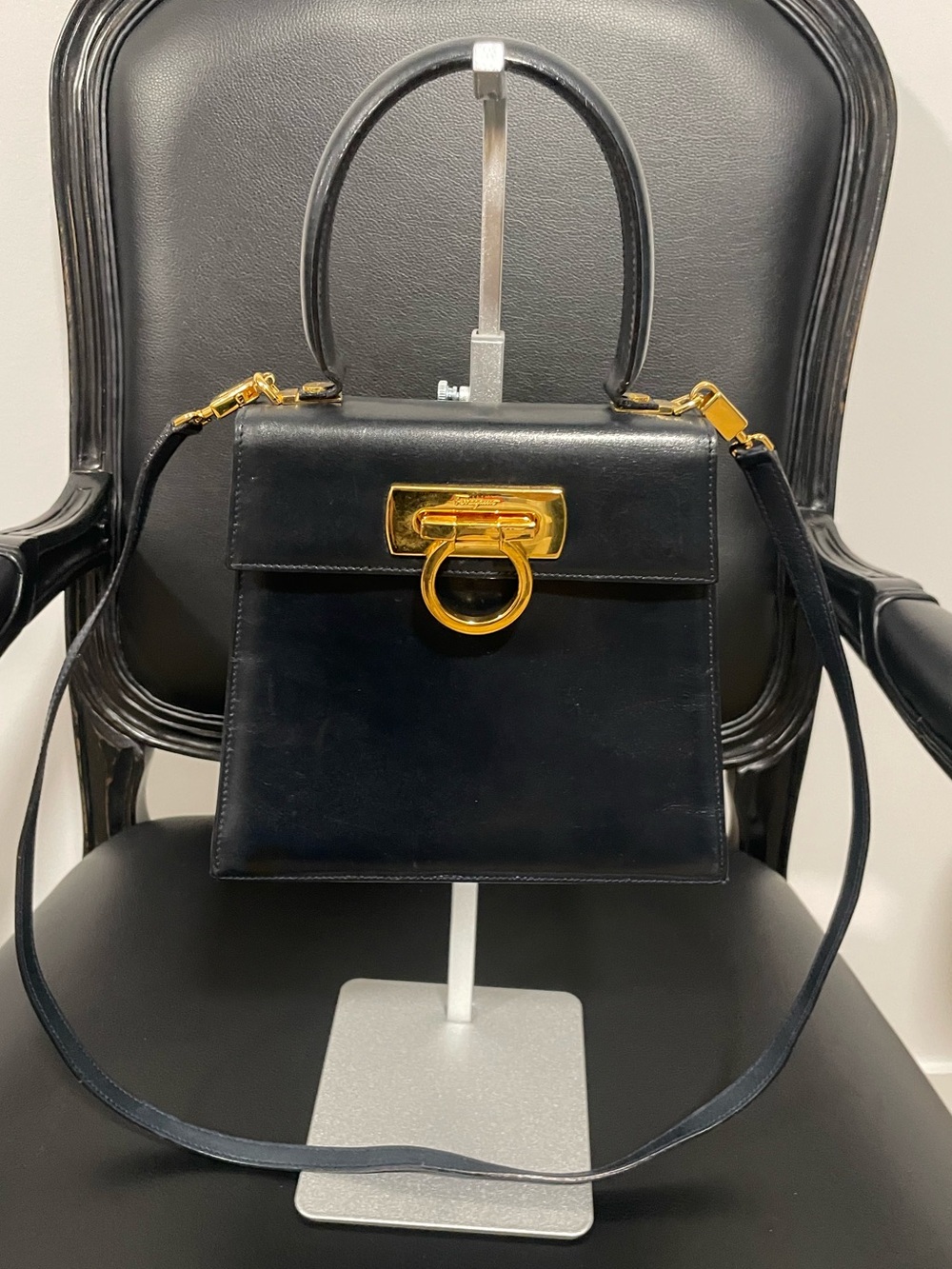Salvatore Ferragamo Calfskin Two-Way bag with Gold Hardware